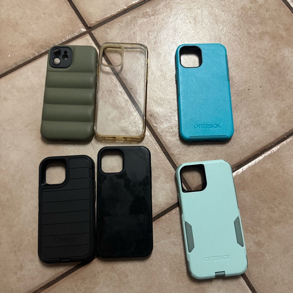 3 otter box cases, 2 walmart cases & a shein case. Selling all together